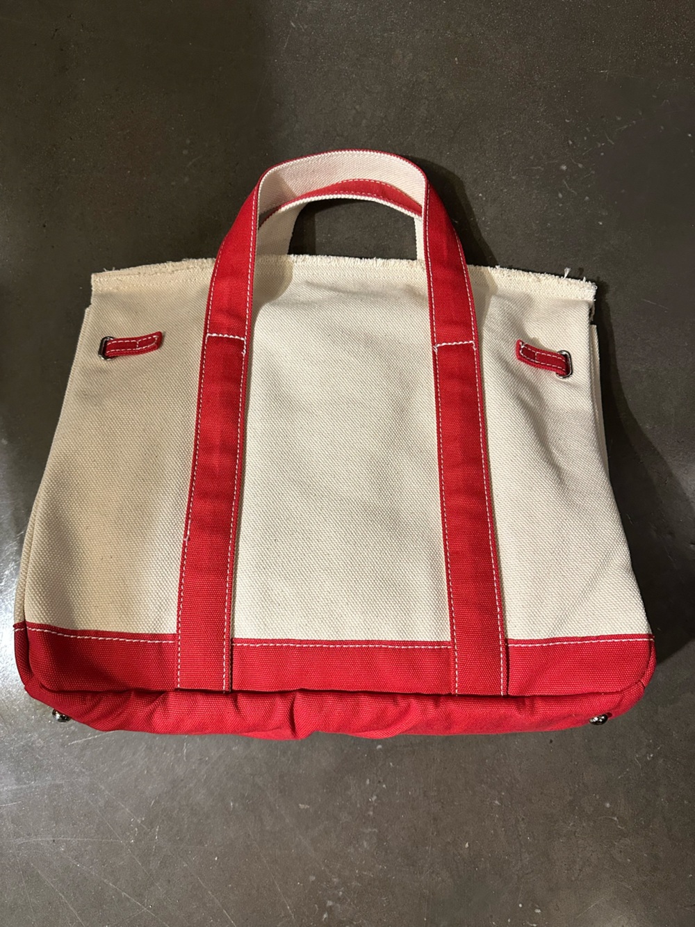 NWT Boatkin Boat Tote - Sunwin Madaket Large Classic Tote Bag - Red & Cream - Picture 6 of 9